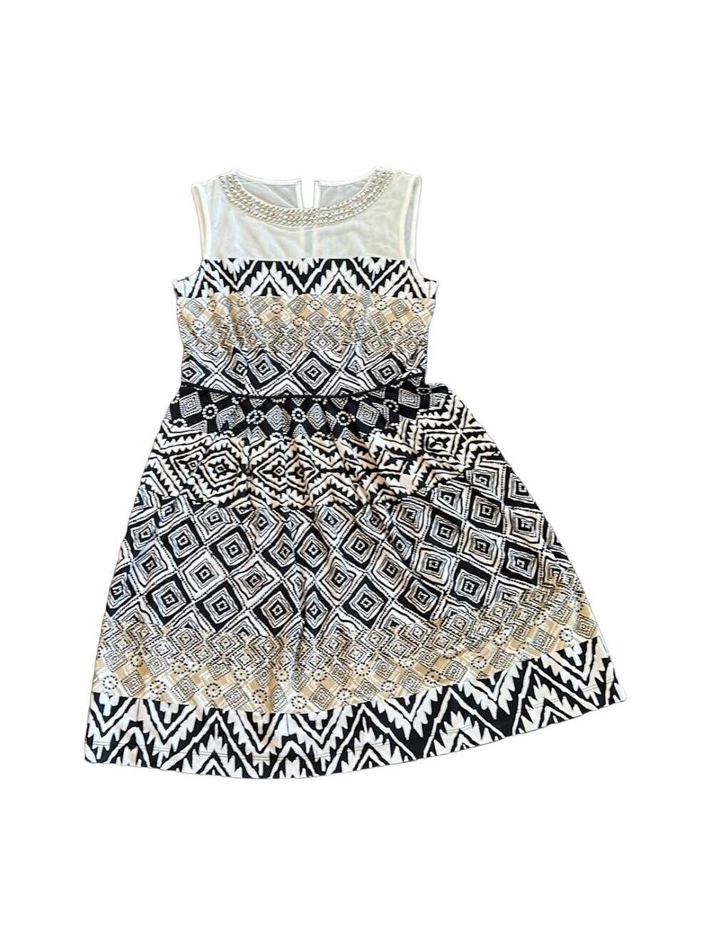 Roz & Ali | Women's Black & Cream Dress | Size 8 | 0749